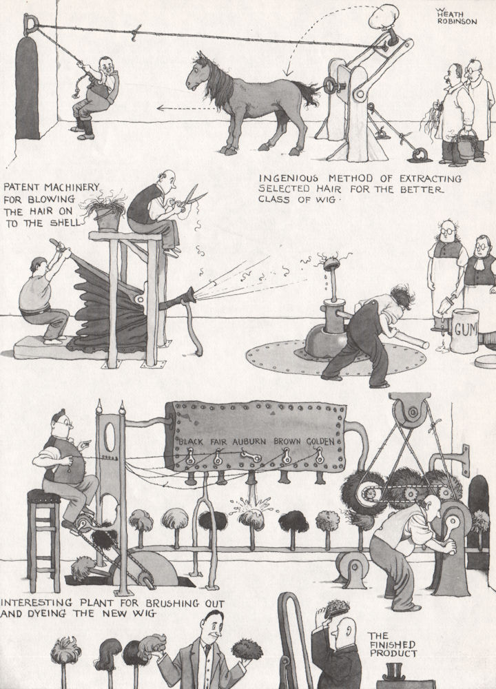 Associate Product HEATH ROBINSON. Sidelights on the Wig Industry 1973 old vintage print picture