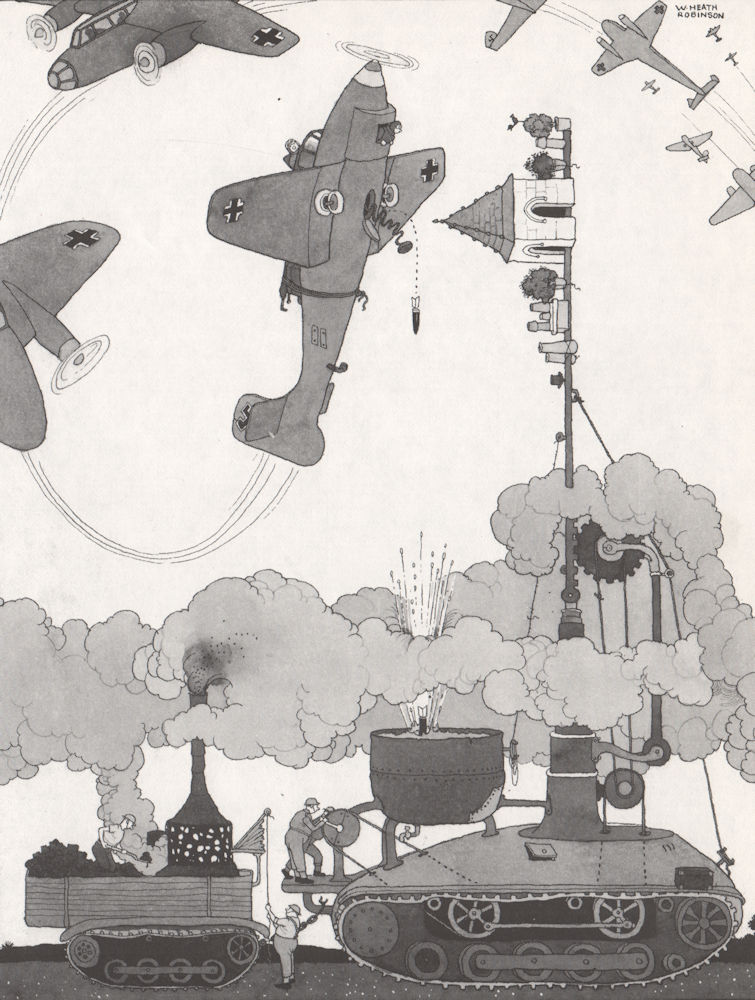Associate Product HEATH ROBINSON. Deceiving Nazi dive-bombers. Second World War 1973 old print