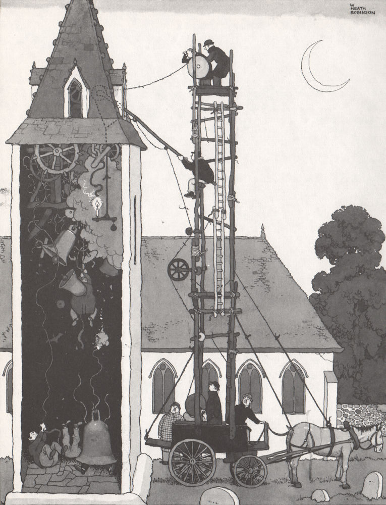 Associate Product HEATH ROBINSON. Spies stop church bells ringing. Second World War 1973 print
