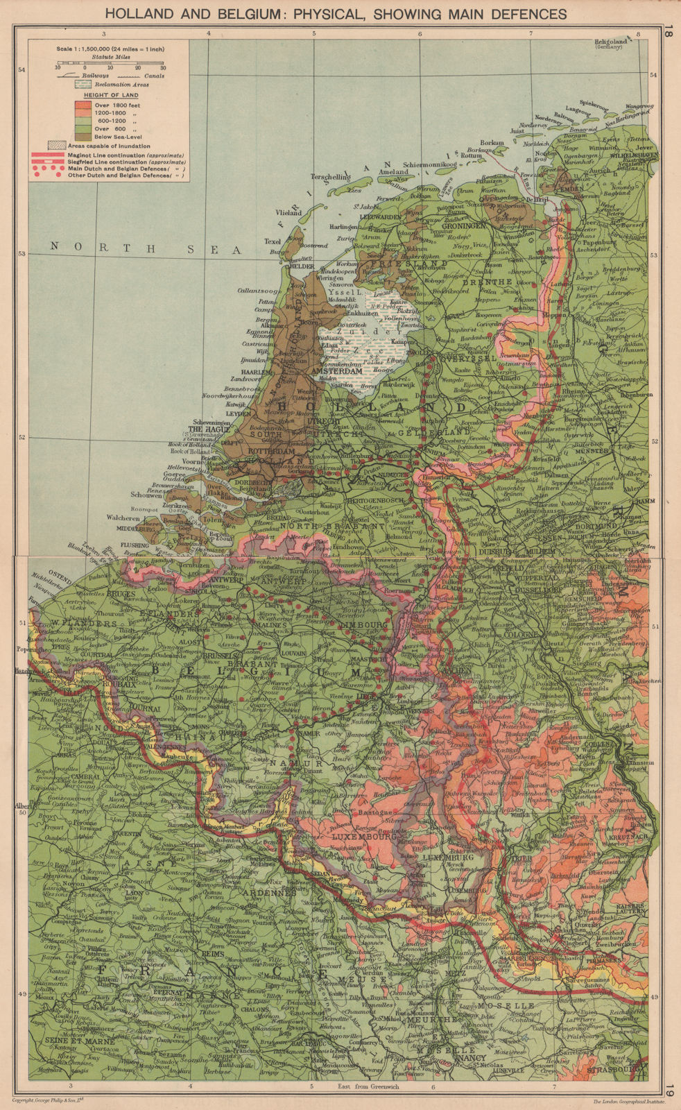 Associate Product WORLD WAR 2. Netherlands & Belgium defences. Siegfried & Maginot lines 1940 map