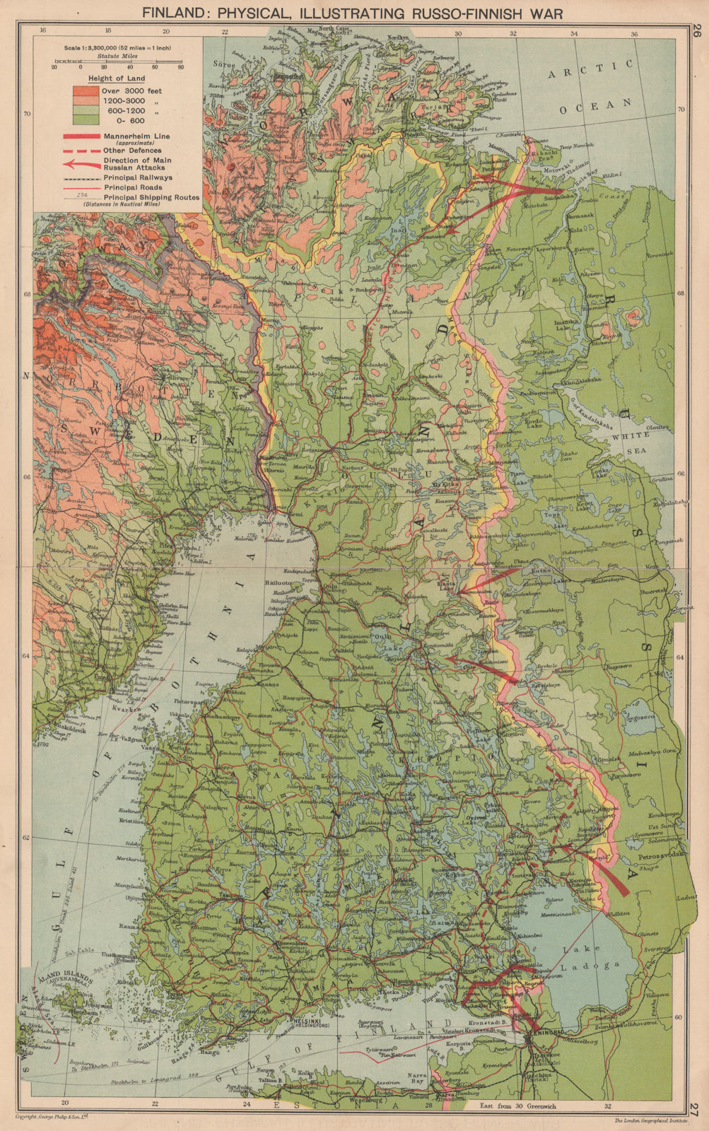 RUSSO-FINNISH WINTER WAR. Mannerheim line. Russian attacks. WW2 1940 old map