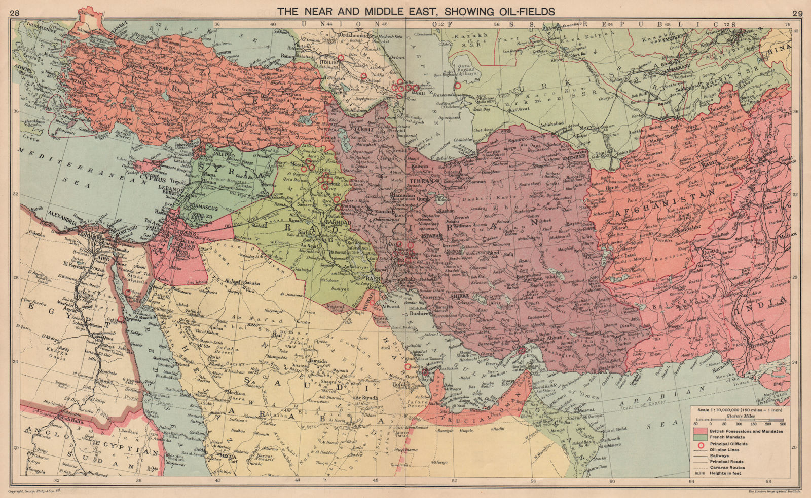 WW2. Middle East oilfields Dubai/'Dibai' Abu Dhabi Italian Dodecanese 1940 map