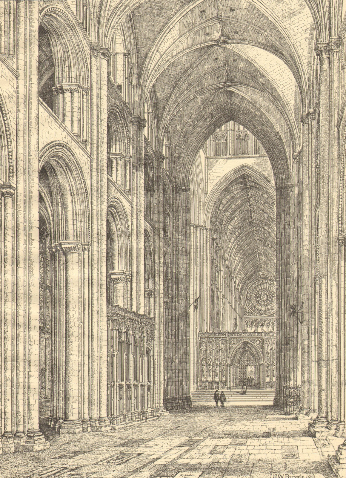 MEDIEVAL LONDON. Old St. Paul's Cathedral. The nave and east end 1923 print
