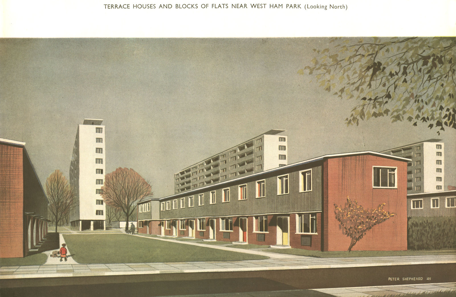 WEST HAM PARK. Proposed Terrace Houses & Blocks of flats. ABERCROMBIE 1944