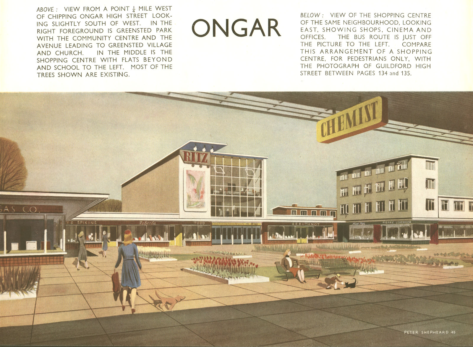 Associate Product CHIPPING ONGAR. Proposed postwar High Street development. ABERCROMBIE 1944