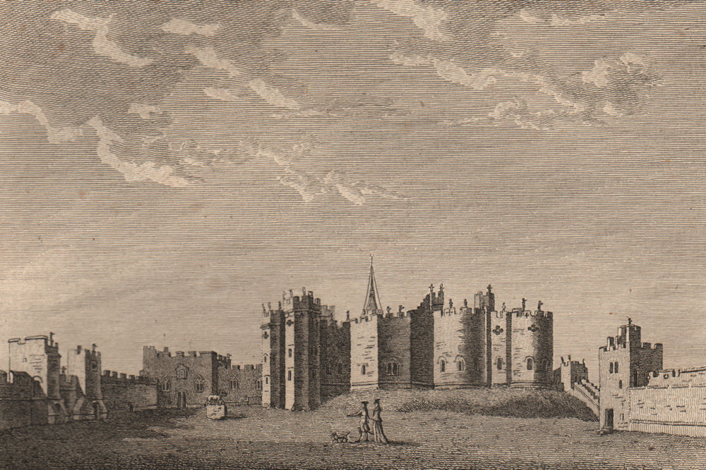 ALNWICK CASTLE, in Northumberland Plate 2. GROSE 1776 old antique print