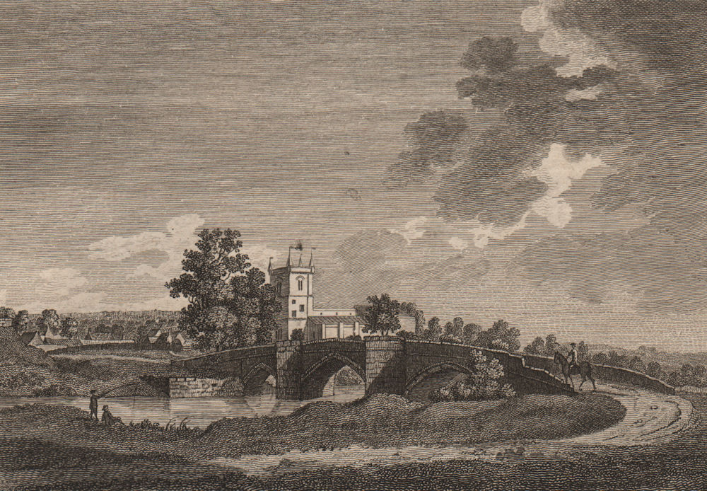 WENSLEY CHURCH. 'Wenslaw or Wensley Church and Bridge, Yorkshire'. GROSE 1776