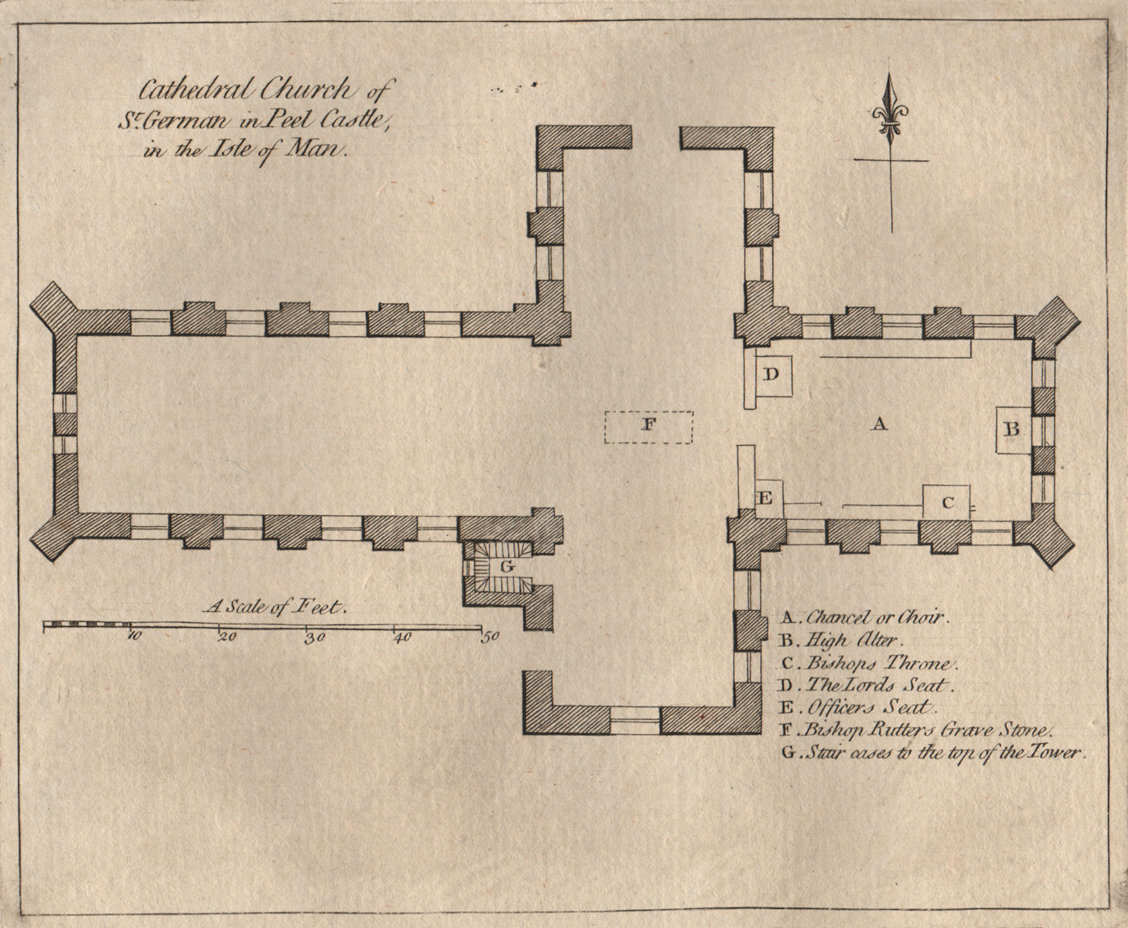 Associate Product PEEL CASTLE. St Germain's cathedral. 'Peele Castle'. Isle of Man. 2. GROSE 1776