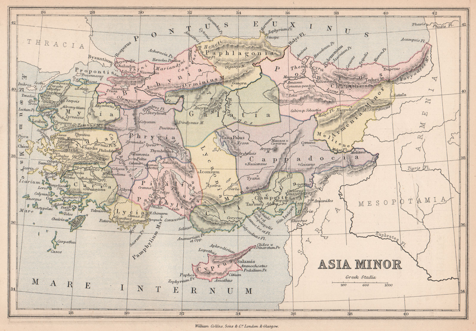 ANCIENT TURKEY. 'Asia Minor'. Provinces. BARTHOLOMEW 1878 old antique map
