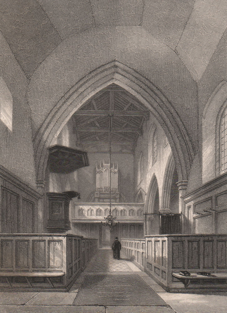 Associate Product CAMBRIDGE. Interior of St. Benet's Church. LE KEUX 1841 old antique print