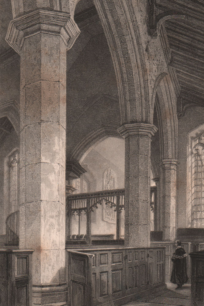 CAMBRIDGE. Interior of St. Botolph's Church. LE KEUX 1841 old antique print