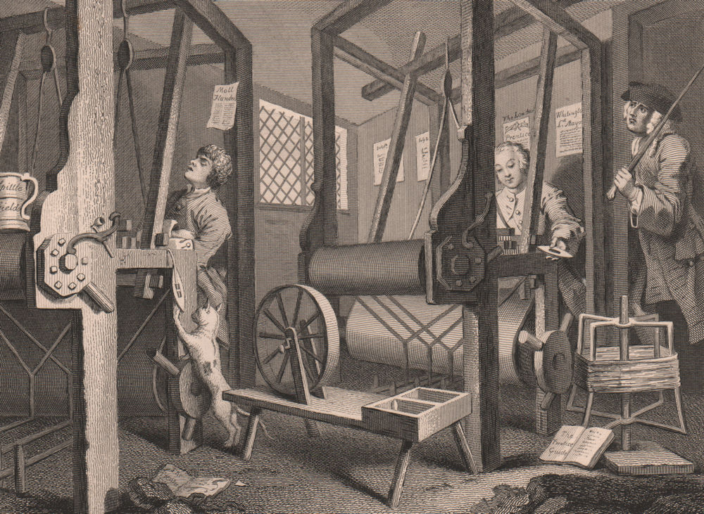 Associate Product INDUSTRY & IDLENESS. The Fellow prentices at their Looms. HOGARTH 1833 print