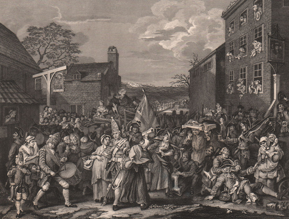 'The March to Finchley'. After William HOGARTH 1833 old antique print ...