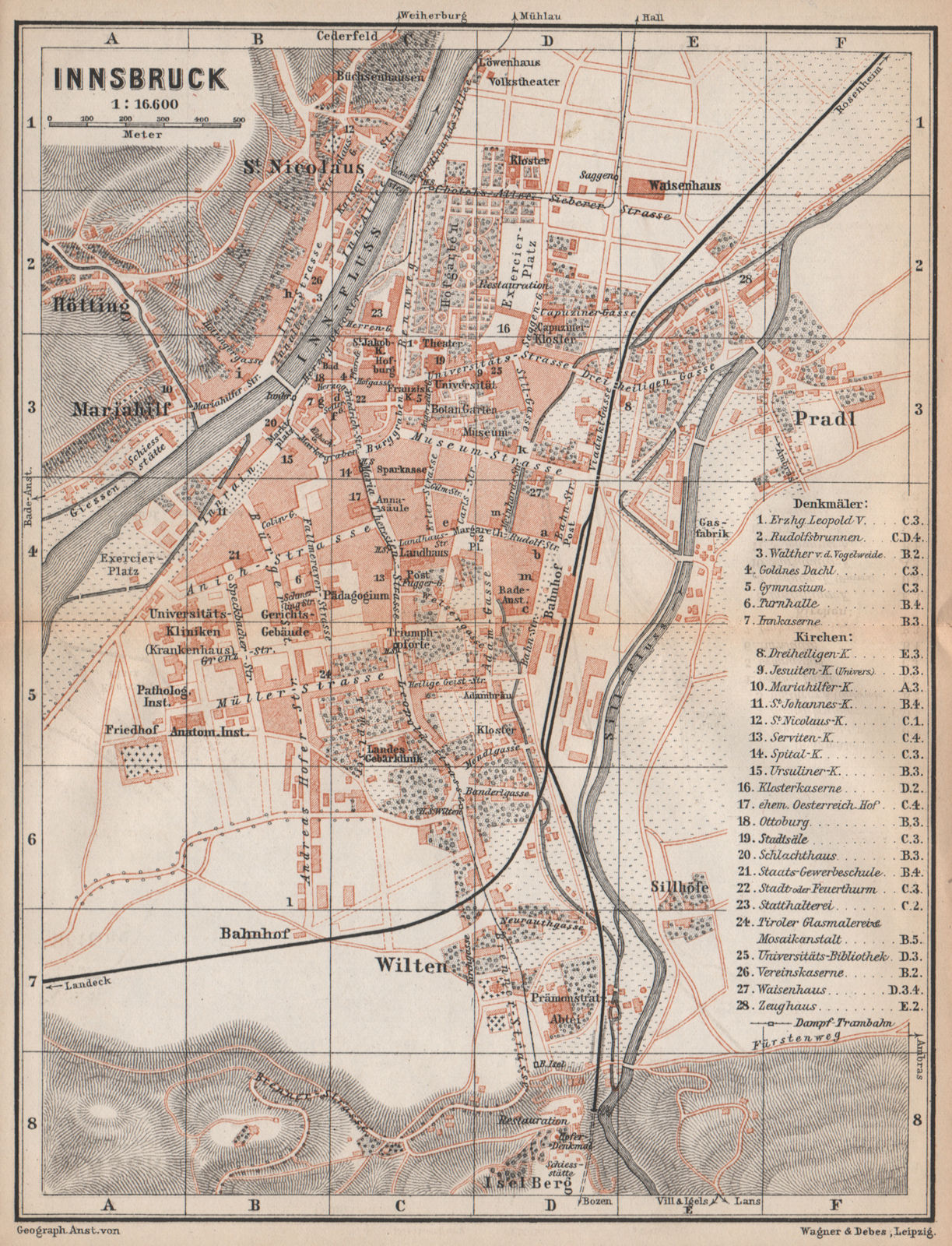 Associate Product INNSBRUCK antique town city plan stadtplan. Austria Österreich karte 1896 map