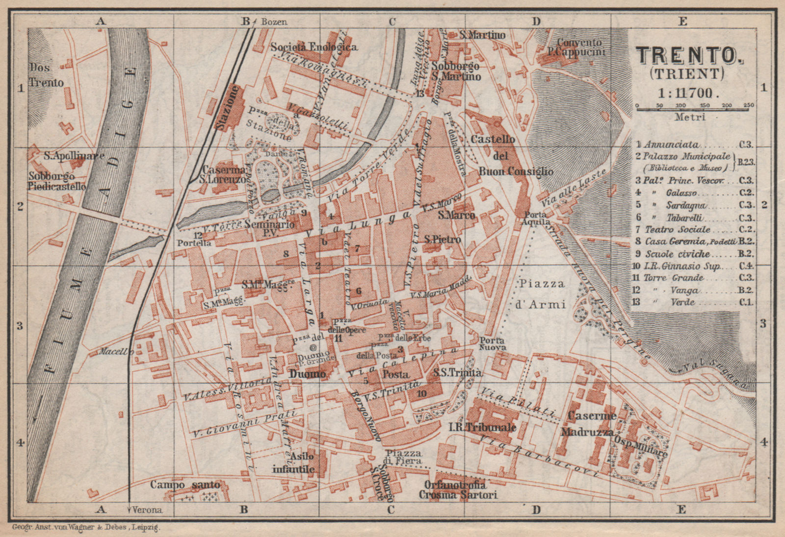 Associate Product TRENTO (TRIENT) town city plan piano urbanistico. Italy Italia mappa 1896