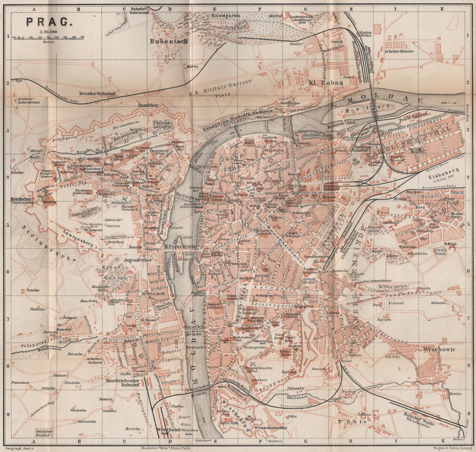 Associate Product PRAGUE PRAHA PRAG antique town city plan mesta. Czech Republic mapa 1896