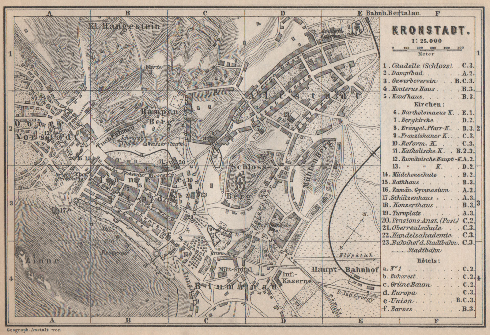 Associate Product BRASOV (KRONSTADT) town city planul orasului. Brasso. Romania harta 1896 map