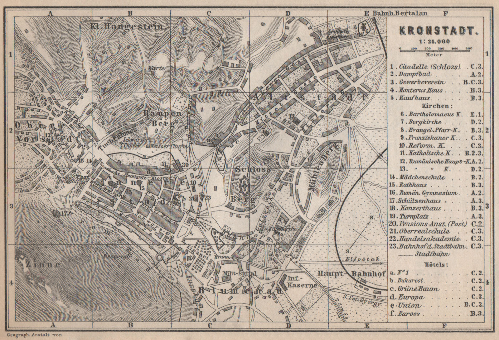 BRASOV (KRONSTADT) town city planul orasului. Brasso. Romania harta 1896 map