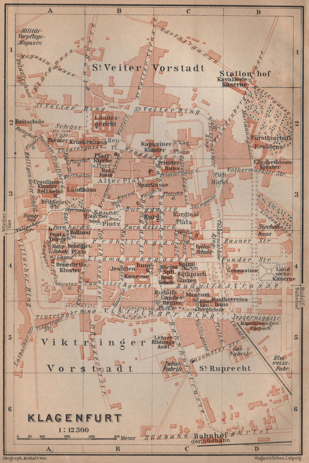 Associate Product KLAGENFURT am Wörthersee town city plan stadtplan. Celovec. Österreich 1905 map