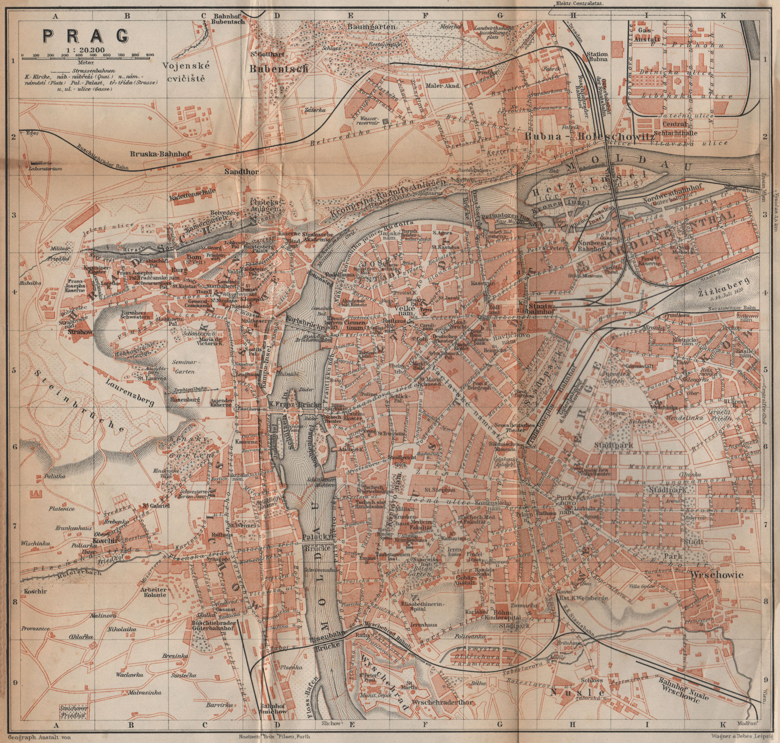 Associate Product PRAGUE PRAHA PRAG antique town city plan mesta. Czech Republic mapa 1905