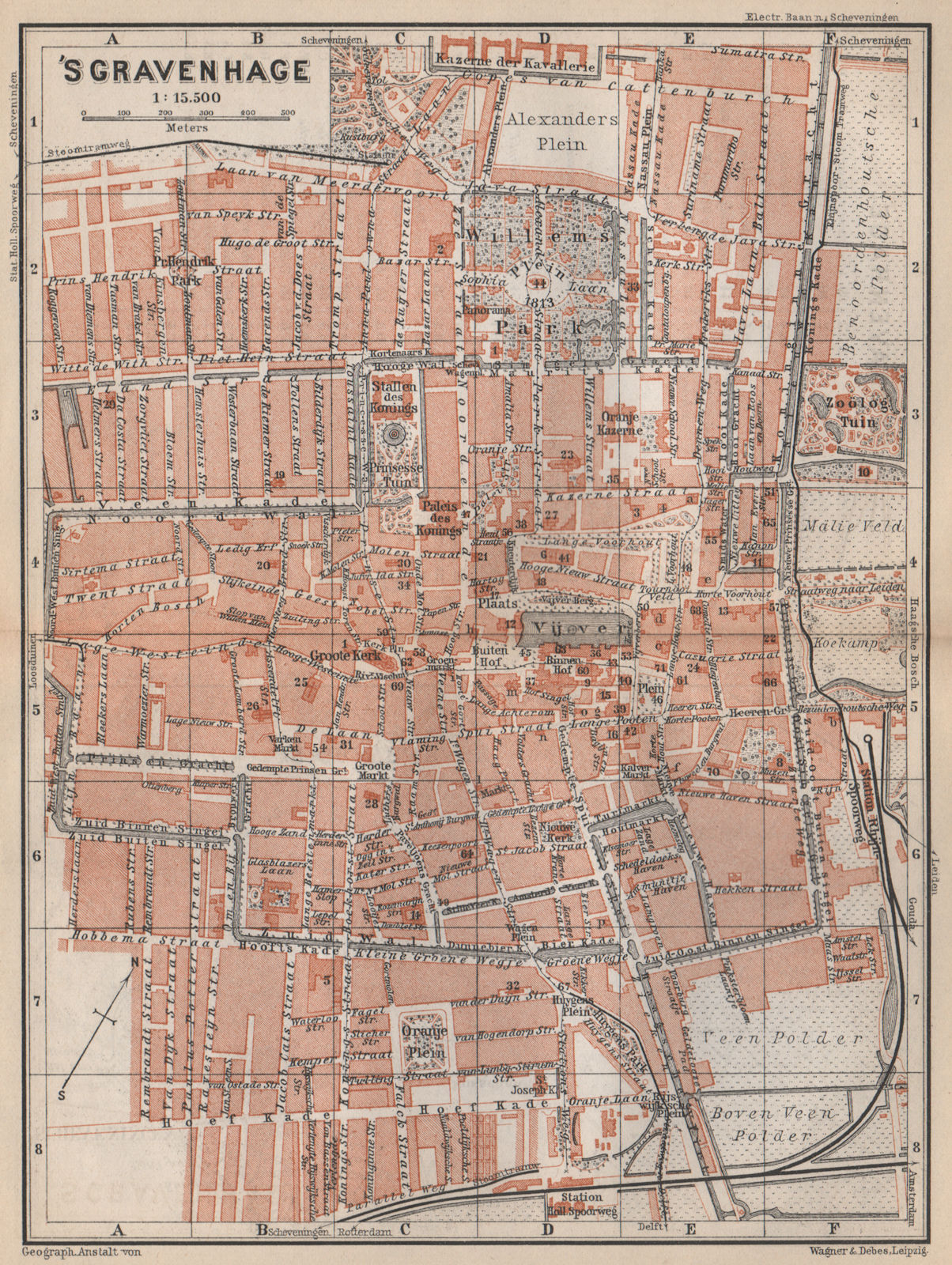 THE HAGUE DEN HAAG 'S-GRAVENHAGE town city stadsplan. Netherlands 1897 old map