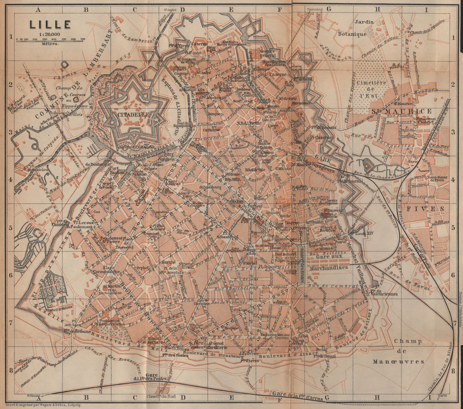 Associate Product LILLE antique town city plan de la ville. Nord. France carte. BAEDEKER 1901 map