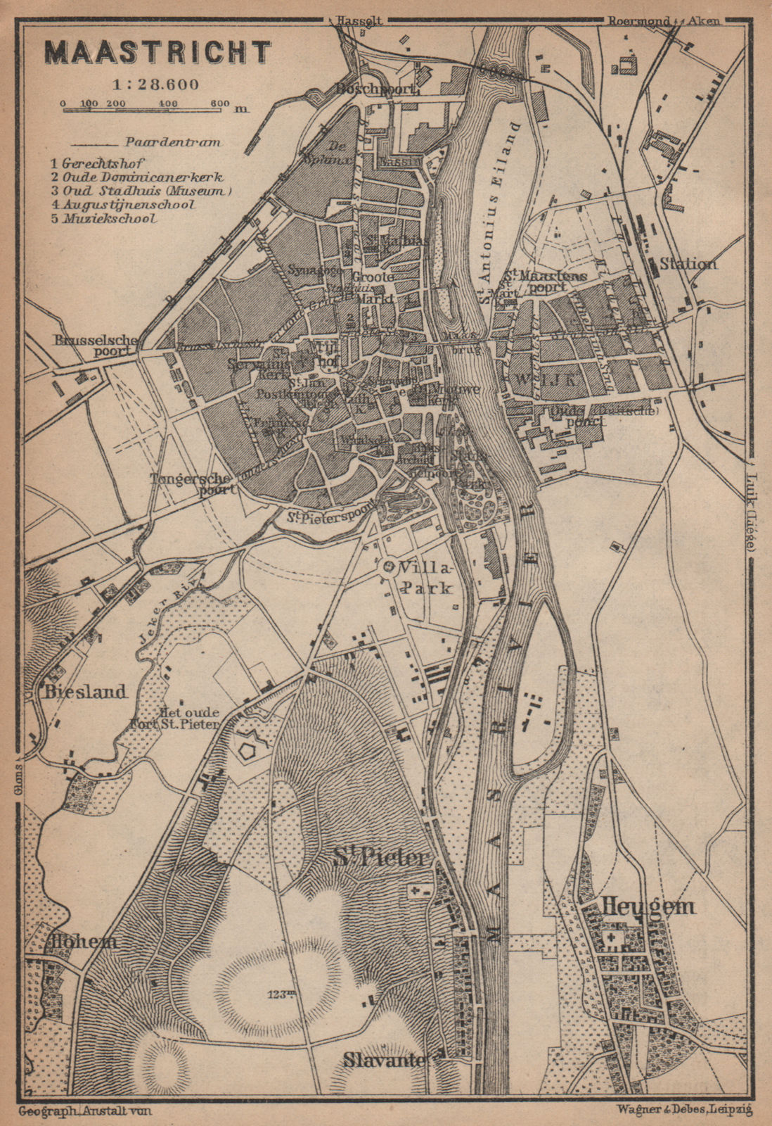 Associate Product MAASTRICHT town city stadsplan. Heugem Maestricht. Netherlands kaart 1901 map