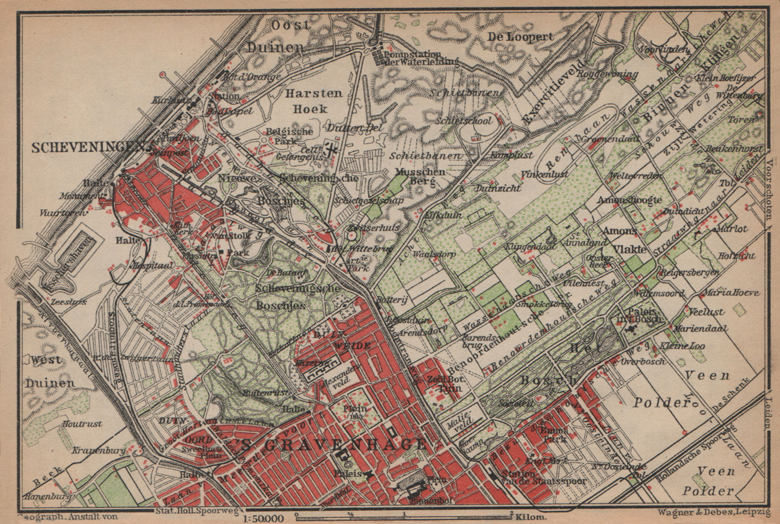 Associate Product SCHEVENINGEN & THE HAGUE DEN HAAG 'S-GRAVENHAGE environs. Netherlands 1901 map