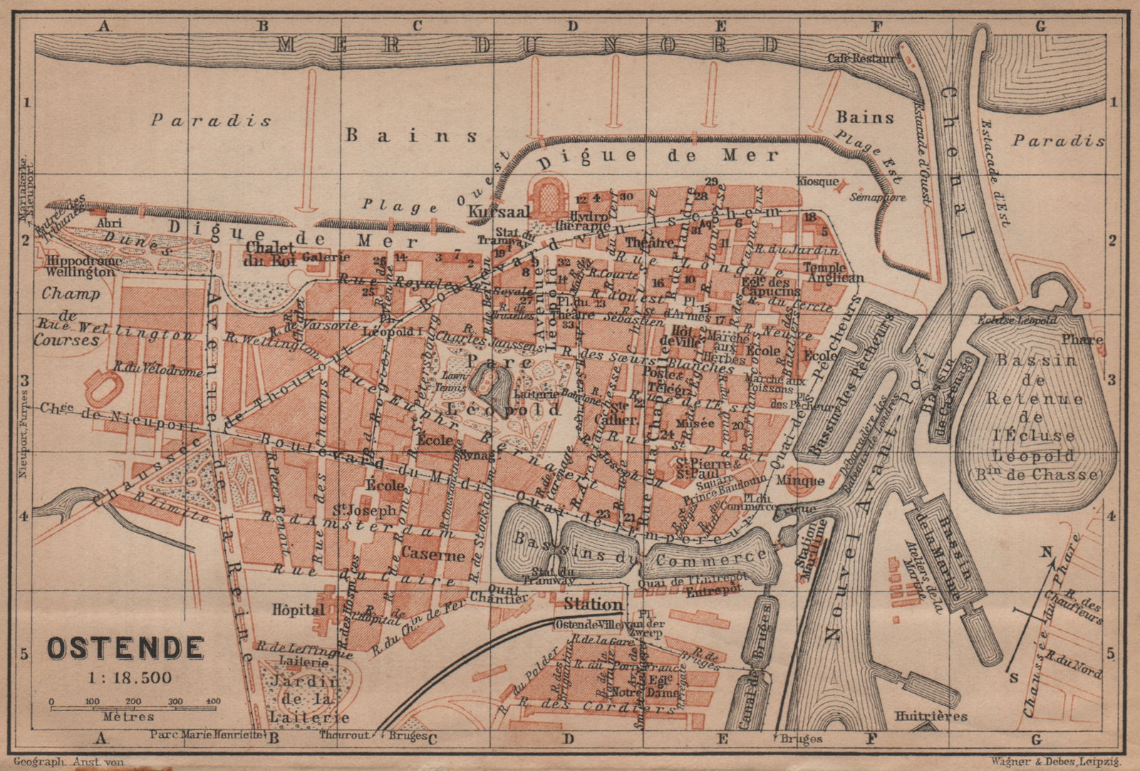 OOSTENDE OSTEND OSTENDE antique town city plan. Belgium carte 1905 old map