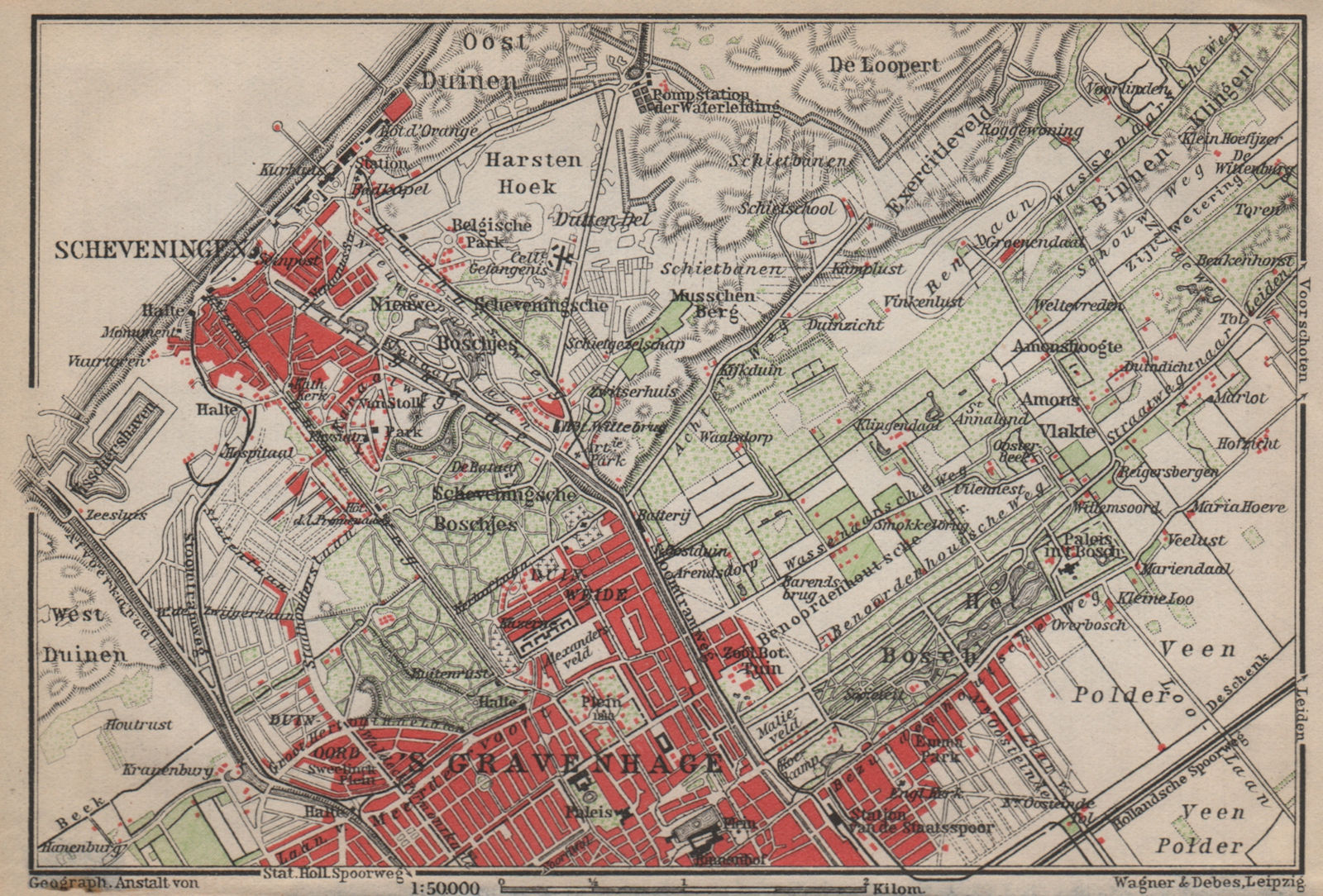 SCHEVENINGEN & THE HAGUE DEN HAAG 'S-GRAVENHAGE environs. Netherlands 1905 map