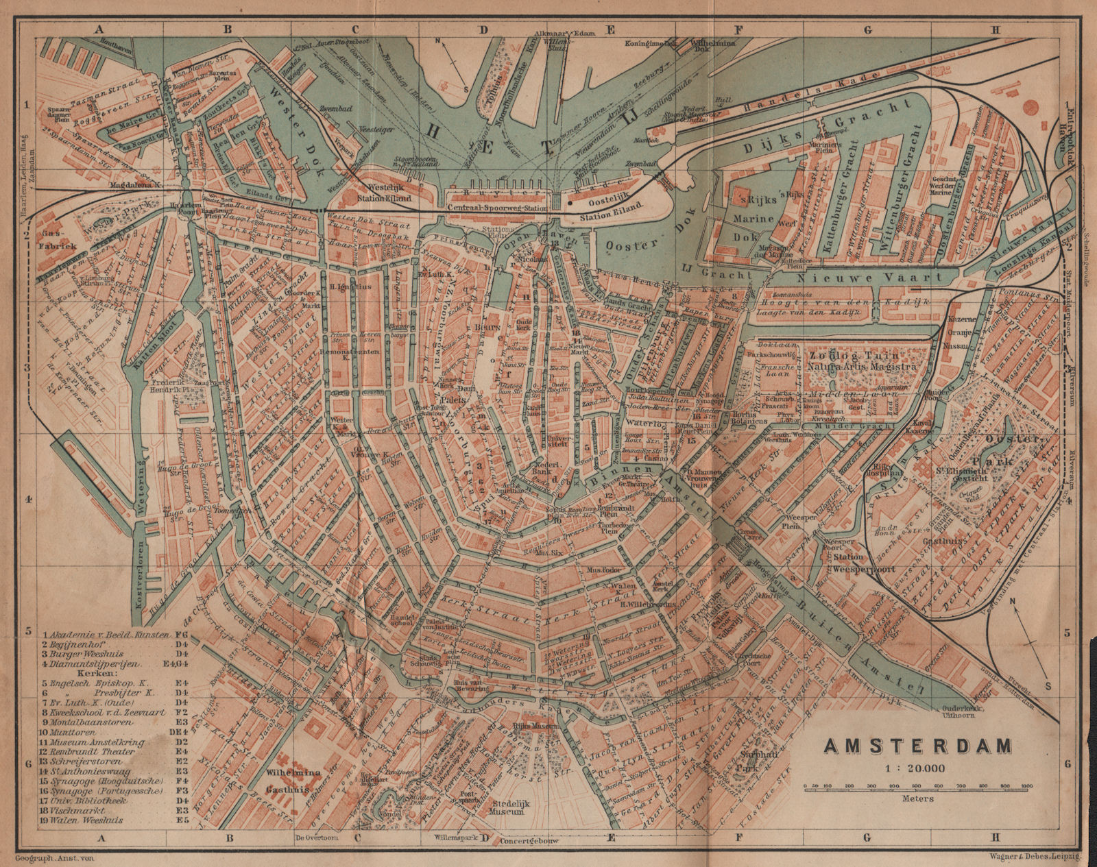 Associate Product AMSTERDAM antique town city stadsplan. Netherlands kaart. BAEDEKER 1905 map