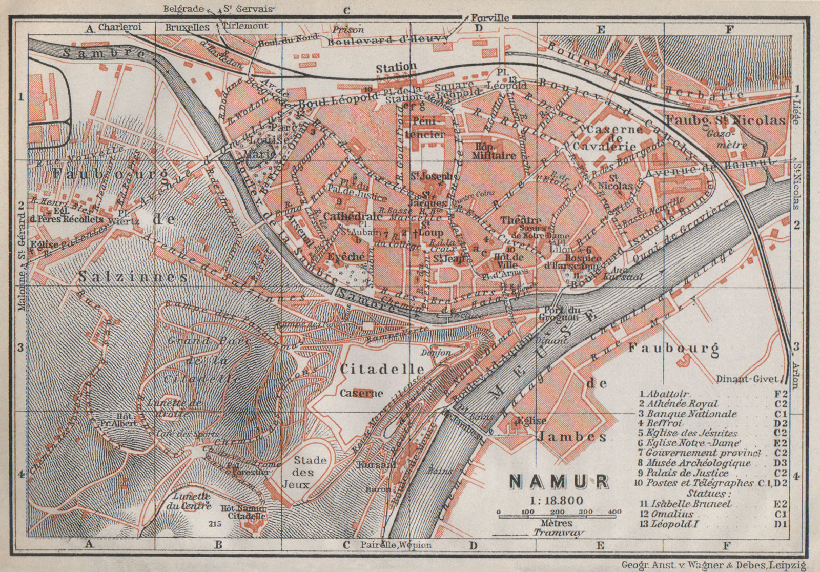 Associate Product NAMUR NAMEN NAMEUR antique town city plan. Belgium carte. BAEDEKER 1910 map