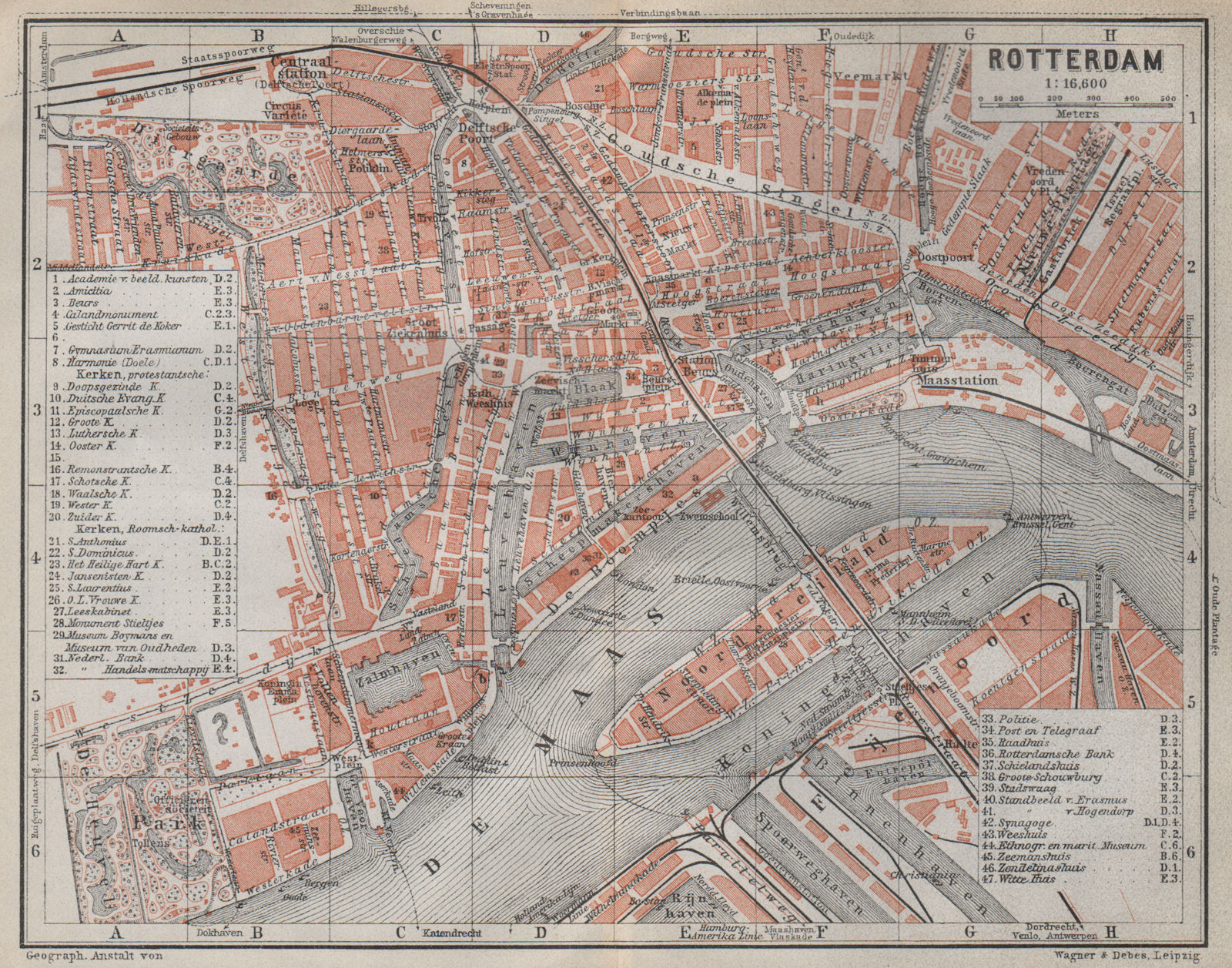 Associate Product ROTTERDAM antique town city stadsplan. Netherlands kaart. BAEDEKER 1910 map
