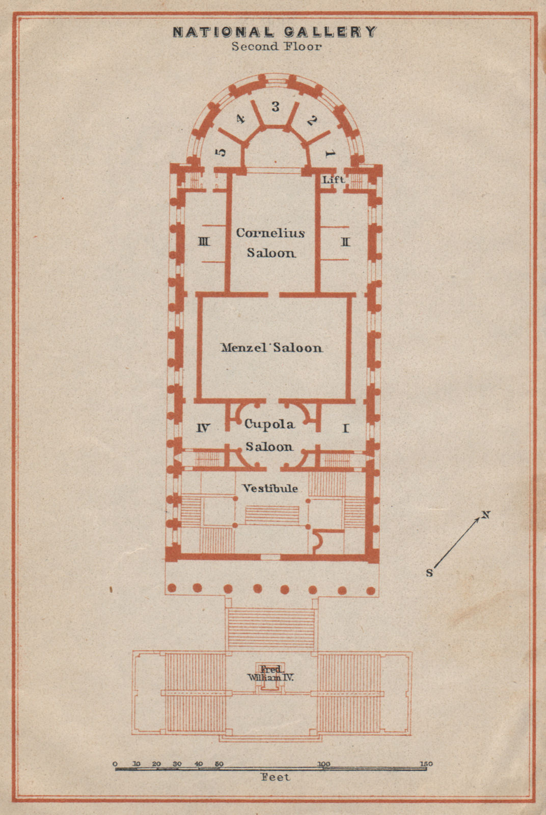 ALTE NATIONALGALERIE, Berlin. Old National gallery. Second floor plan 1910 map