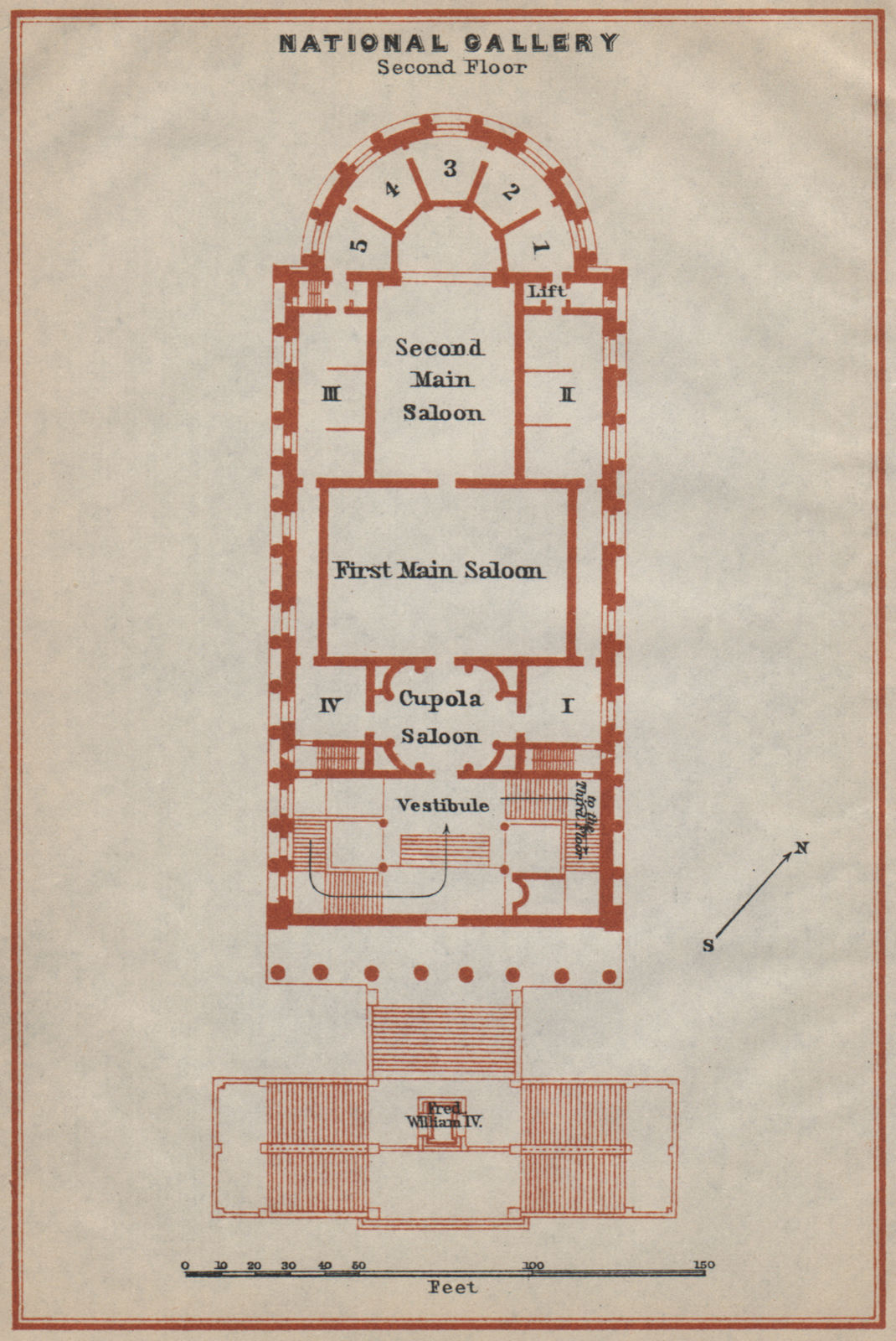 Associate Product ALTE NATIONALGALERIE, Berlin. Old National gallery. Second floor plan 1923 map
