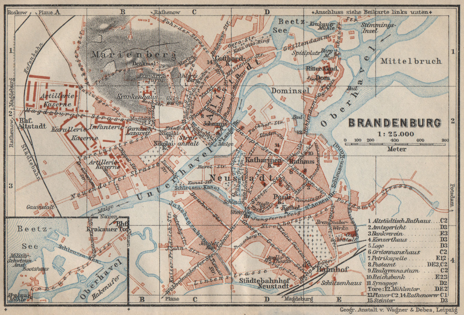 Berlin karte 1910 map BRANDENBURG AN DER HAVEL vintage town city stadtplan 