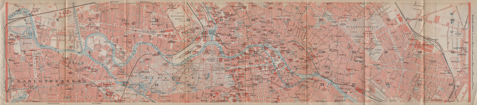 BERLIN CENTRE town city stadtplan. Charlottenburg Moabit Lichtenberg 1923 map