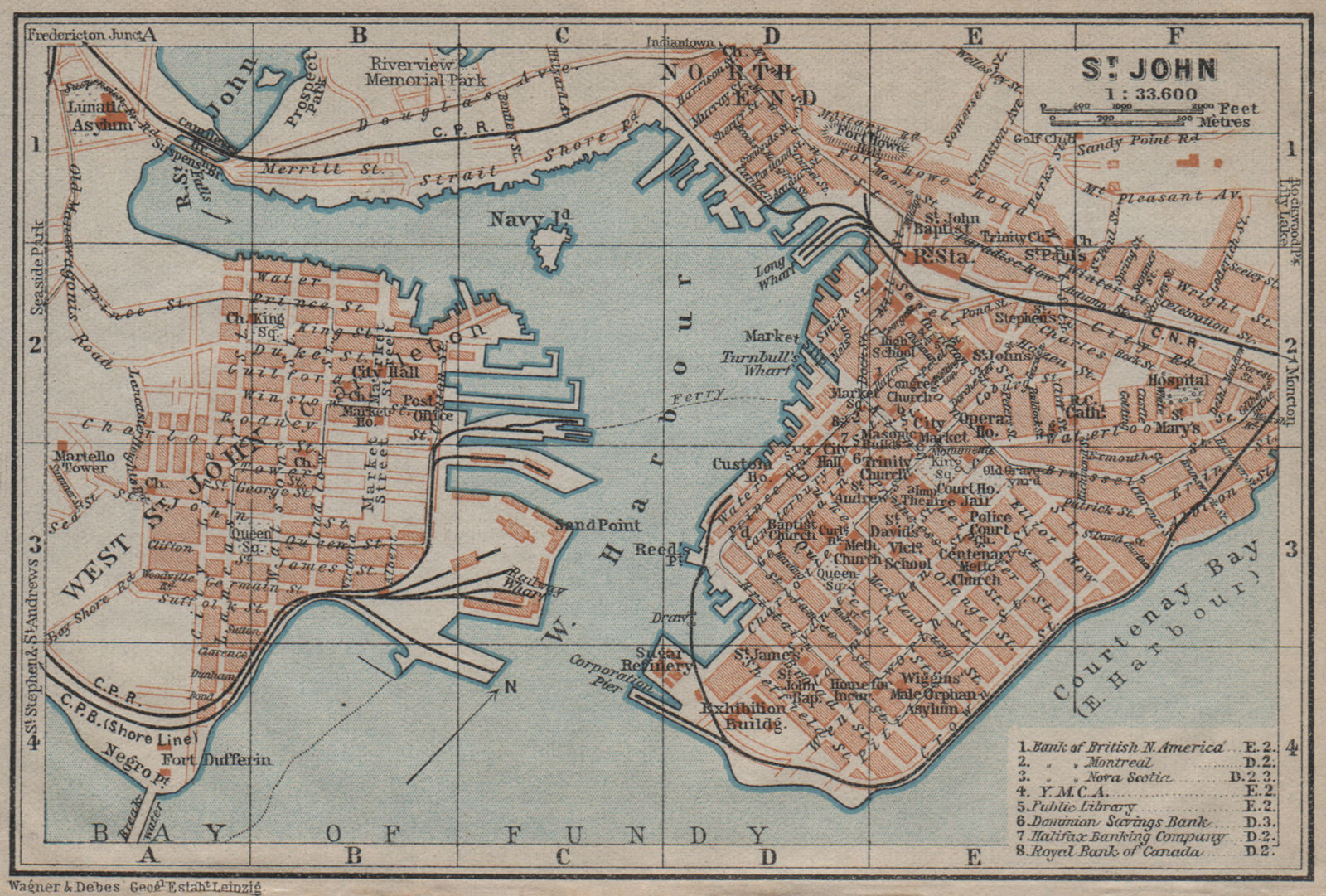 Associate Product ST. JOHN, New Brunswick. town city plan. Canada. BAEDEKER 1922 old vintage map