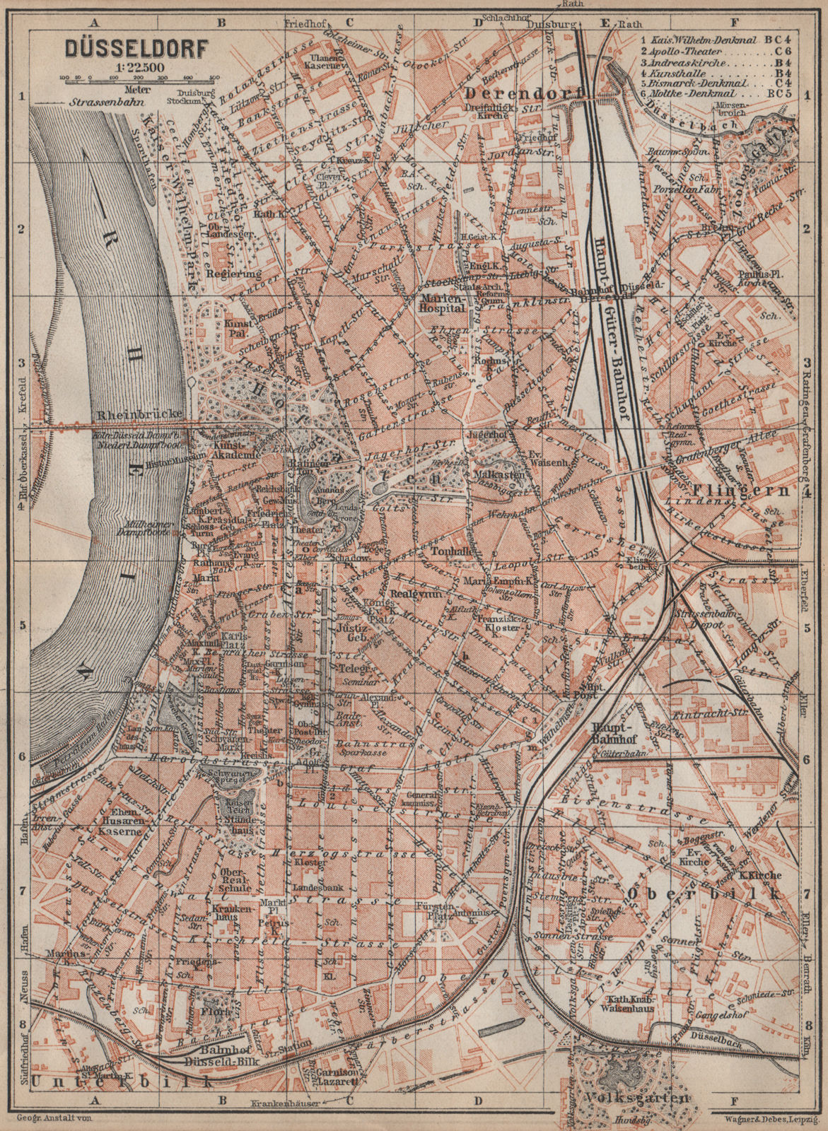 DÜSSELDORF town city stadtplan. Northrhine-Westfalia. Dusseldorf karte 1913 map