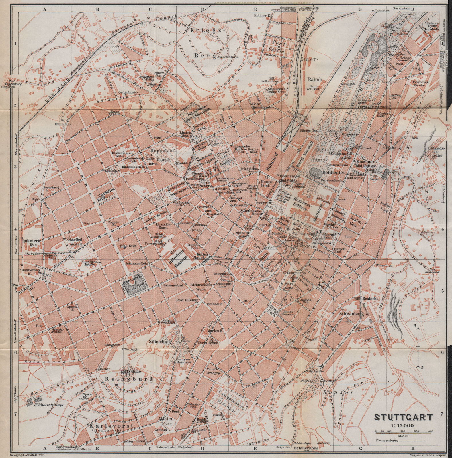 Associate Product STUTTGART antique town city stadtplan. Baden-Württemberg karte 1913 old map