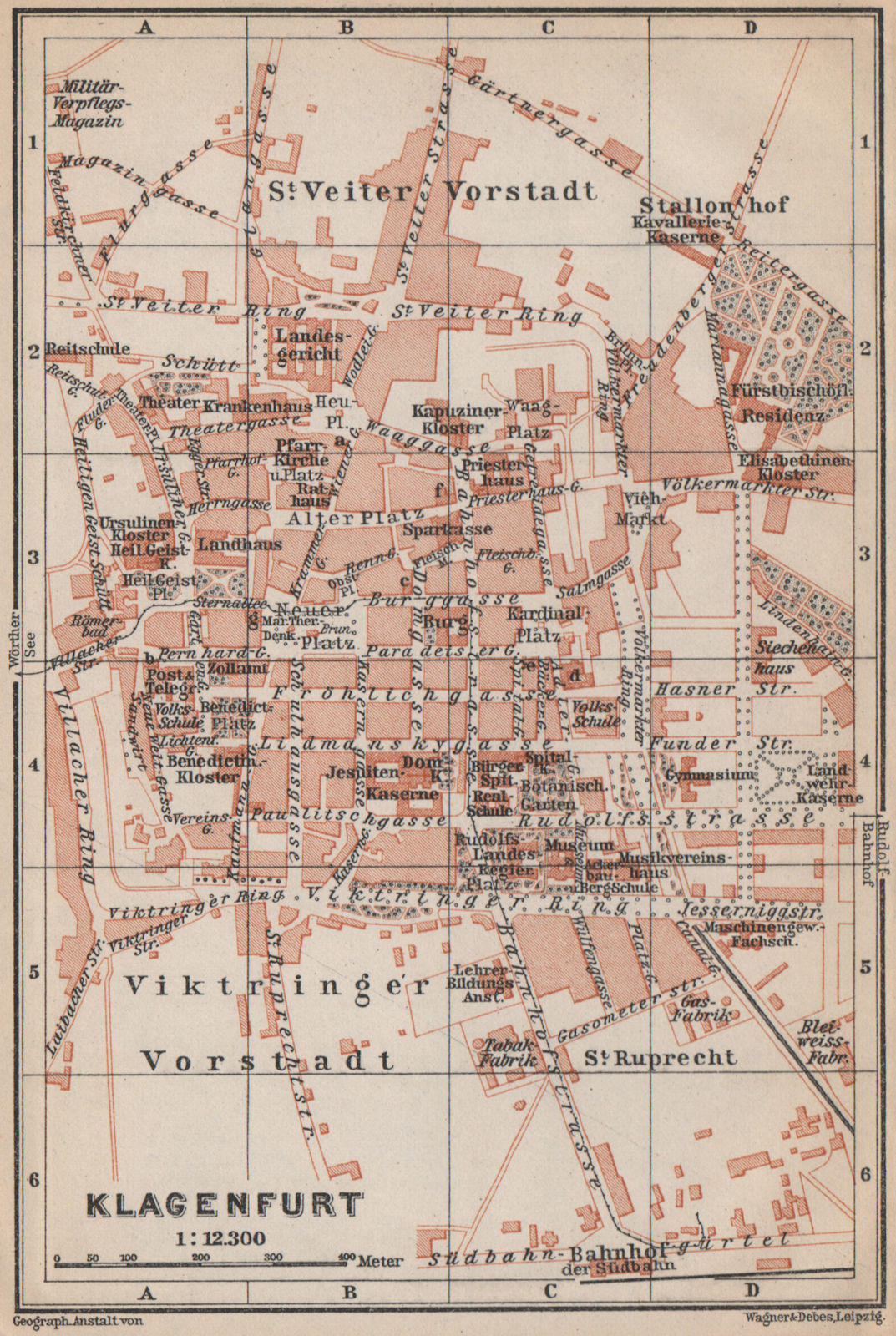 Associate Product KLAGENFURT am Wörthersee town city plan stadtplan. Celovec. Österreich 1899 map