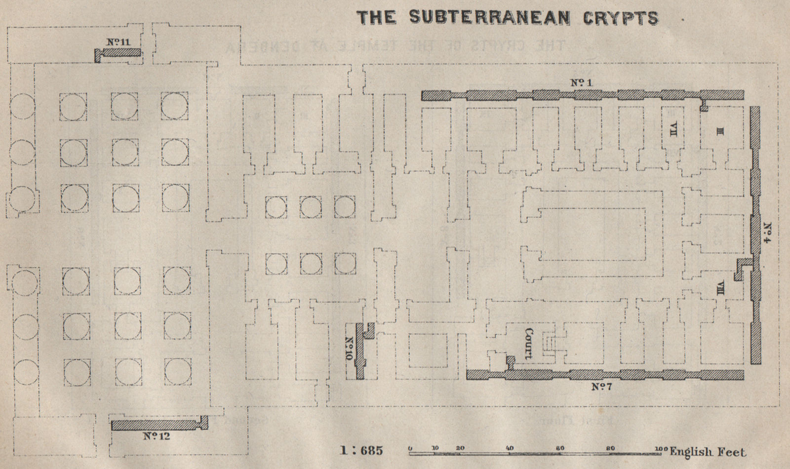 Associate Product THE SUBTERRANEAN CRYPTS at DENDERA floor plan. Egypt. BAEDEKER. SMALL 1914 map