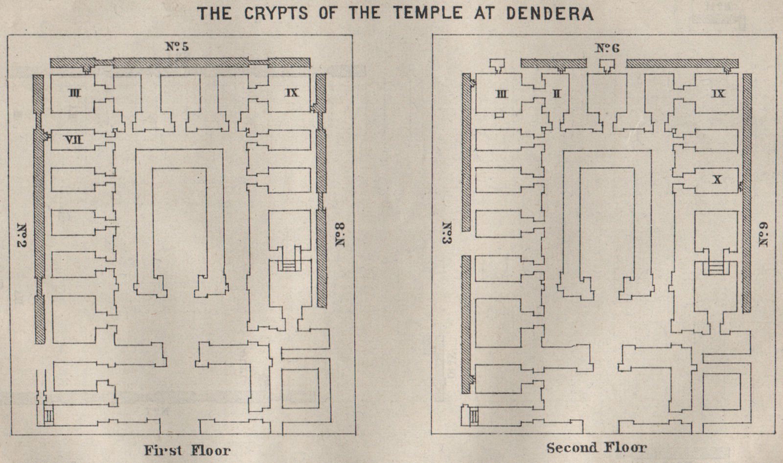 THE CRYPTS OF THE TEMPLE AT DENDERA floor plan. Egypt. BAEDEKER. SMALL 1914 map