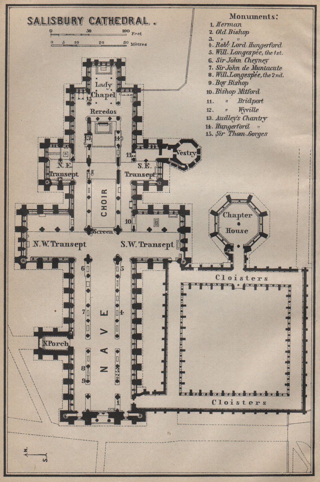 Associate Product SALISBURY CATHEDRAL SALISBURY CATHEDRAL floor plan. Wiltshire 1910 old map