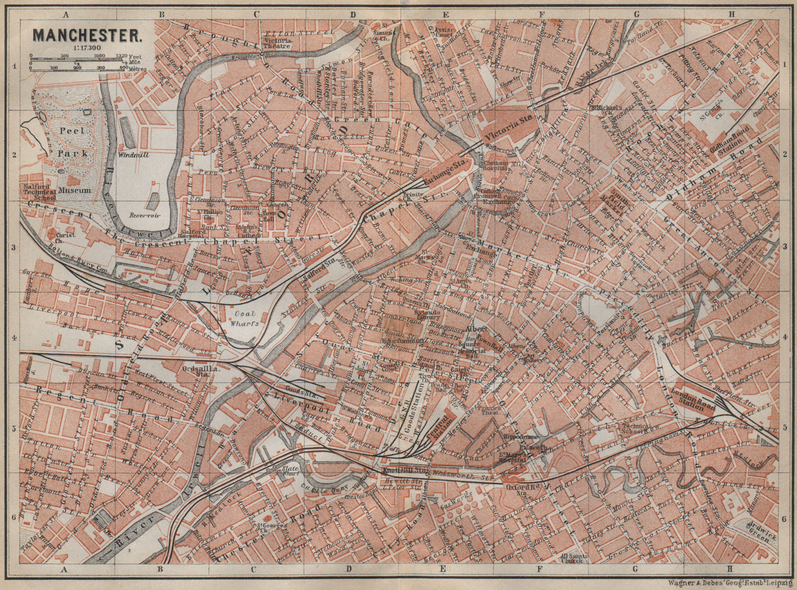 Associate Product MANCHESTER town city plan. Salford Deansgate Northern Quarter Canal St 1910 map