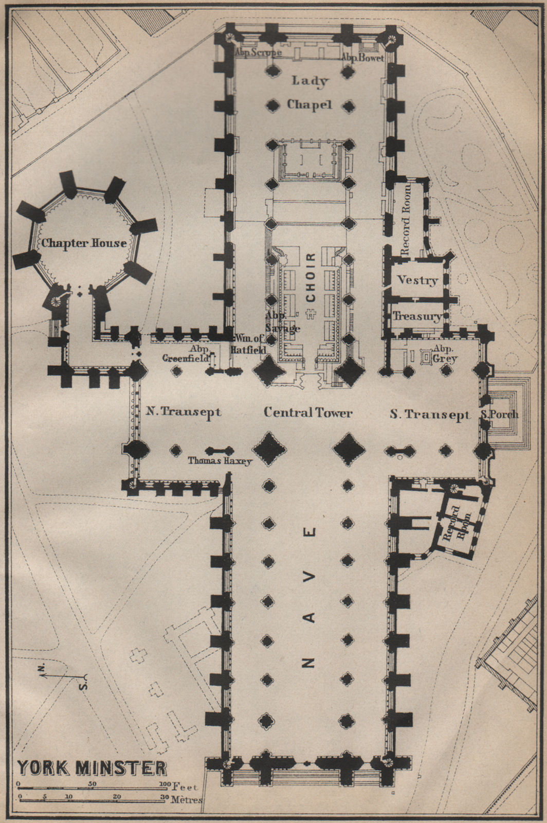 Associate Product YORK MINSTER floor plan. Yorkshire. BAEDEKER 1910 old antique map chart
