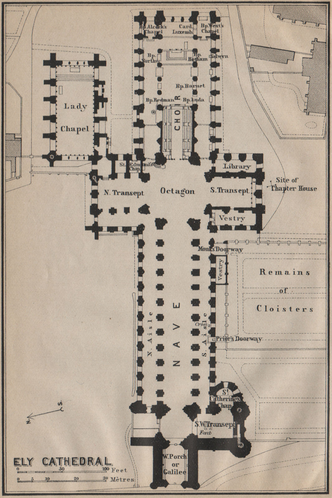 Associate Product ELY CATHEDRAL floor plan. Cambridgeshire. BAEDEKER 1910 old antique map chart