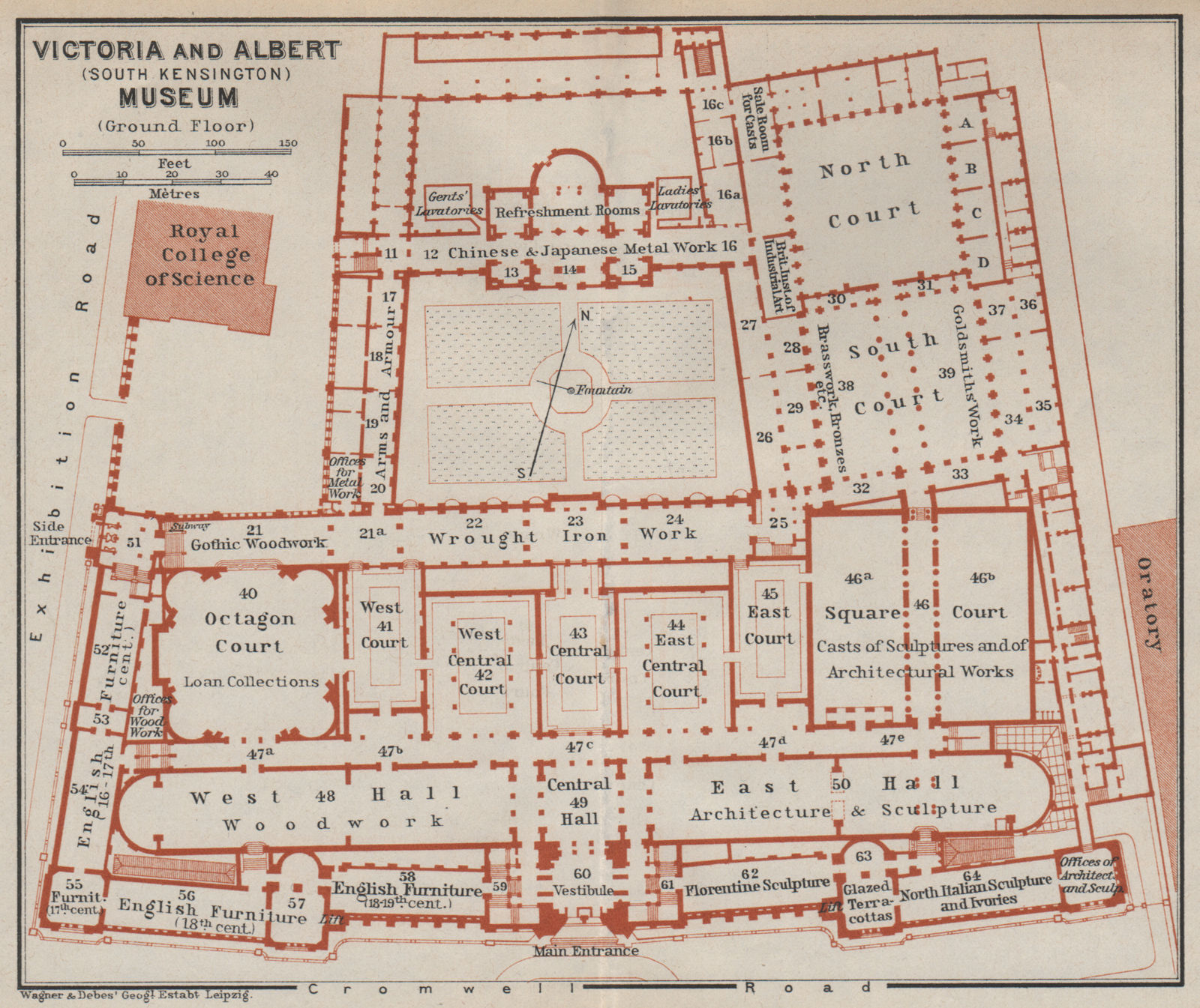 Associate Product VICTORIA & ALBERT MUSEUM ground floor plan. South Kensington, London 1930 map