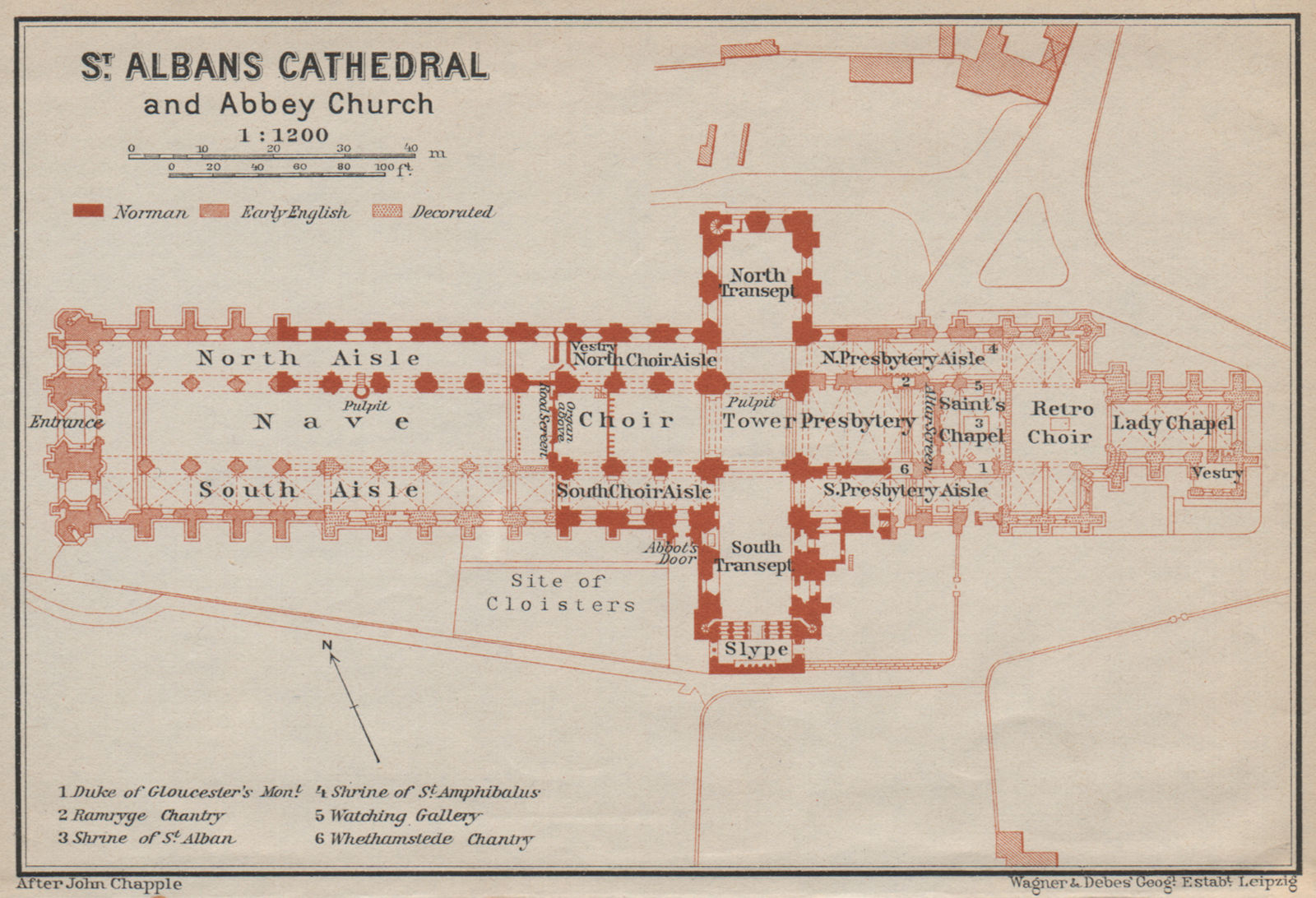 Associate Product ST. ALBANS CATHEDRAL & ABBEY CHURCH floor plan. Hertfordshire 1930 old map