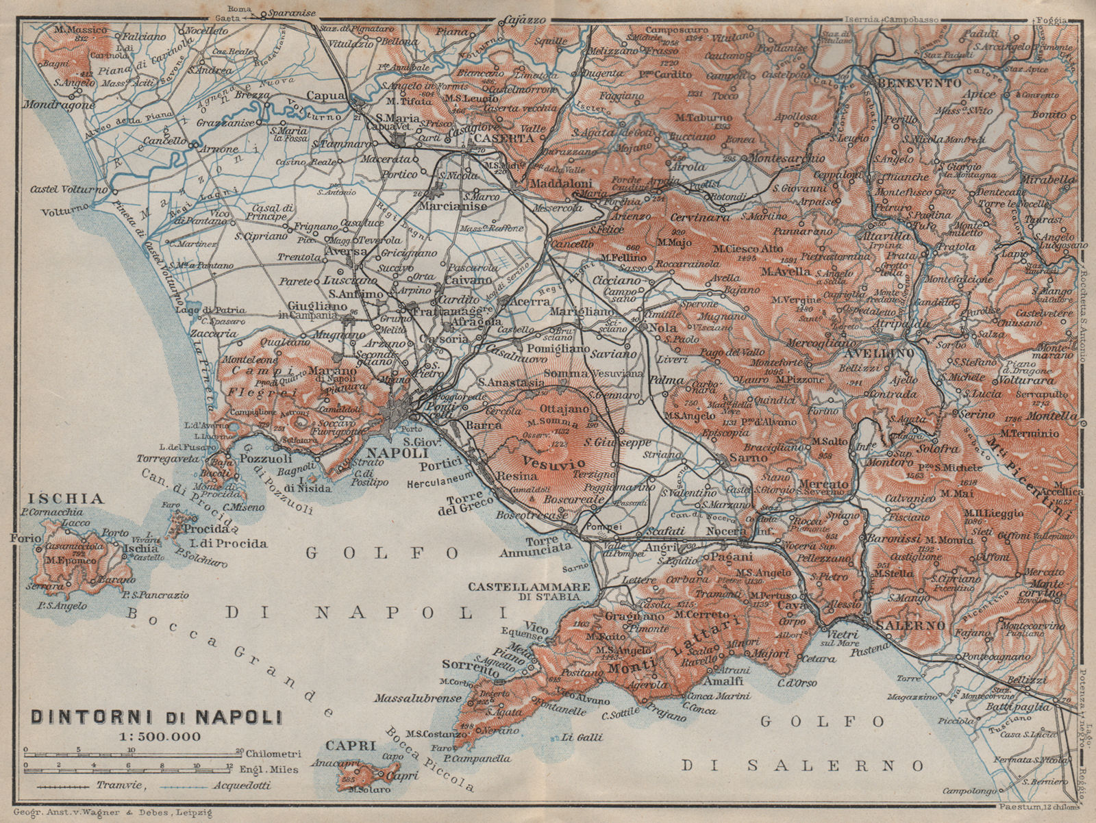 Golfo di/DINTORNI DI NAPOLI. Bay of Naples & environs. Campania mappa 1911